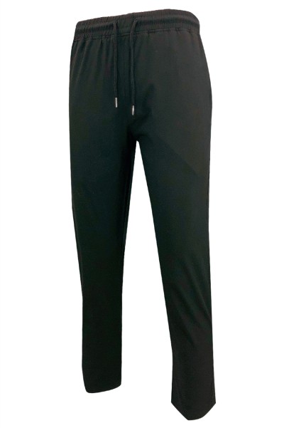 U379   Custom made pure black sweatpants design rubber band pants with zipper pocket at the back and zipper pocket at the side 45 degree